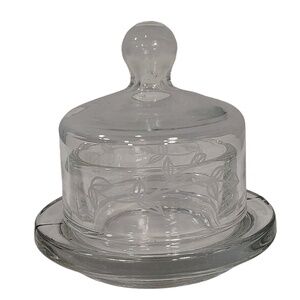 Vintage PRINCESS HOUSE Crystal Glass Mini Covered Dome Jelly‎ Butter Dish Clear